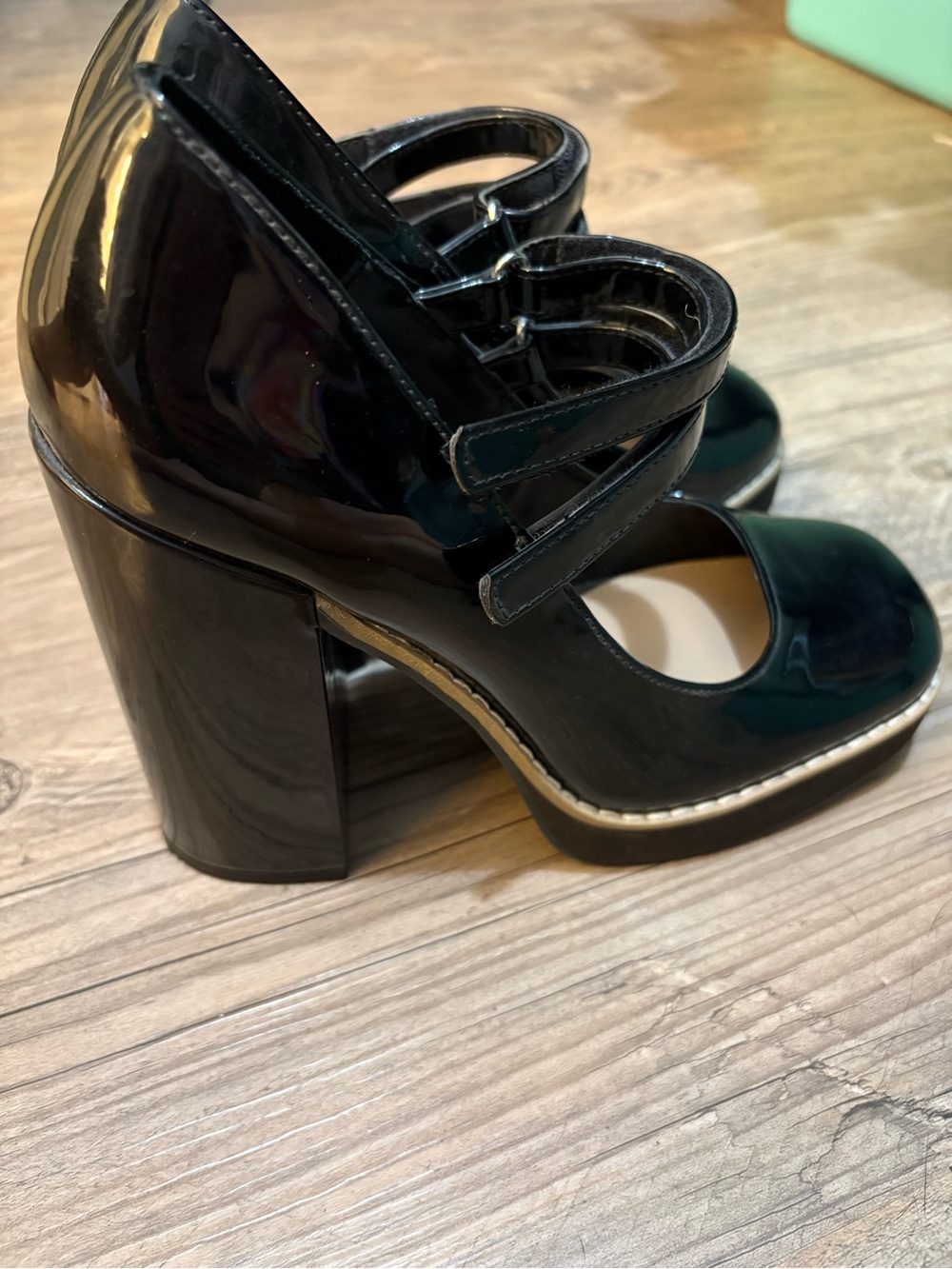Steve Madden Black Patent Double-Strap Block Heel Pumps - Picture 4 of 10